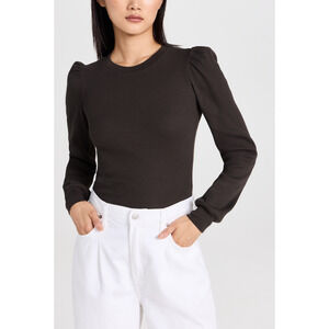 Amo 'Girly' Black Waffle Knit Long Sleeve Thermal Top Size XS